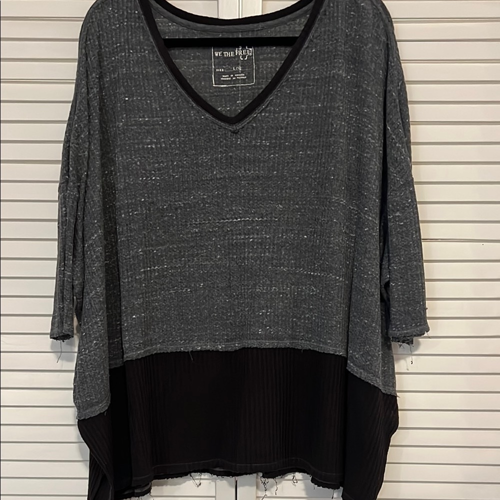 We The Free Gray and Navy Tunic with Boxy Relaxed Fit